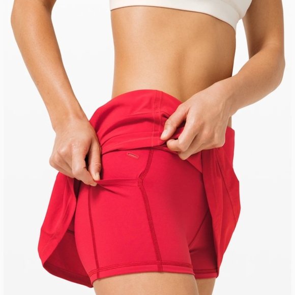 SOLD Lululemon Pace Rival Skirt  4-way Stretch red lipstick  sz 8 - Picture 3 of 8